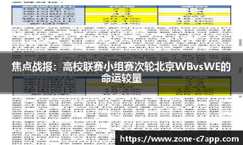 焦点战报：高校联赛小组赛次轮北京WBvsWE的命运较量